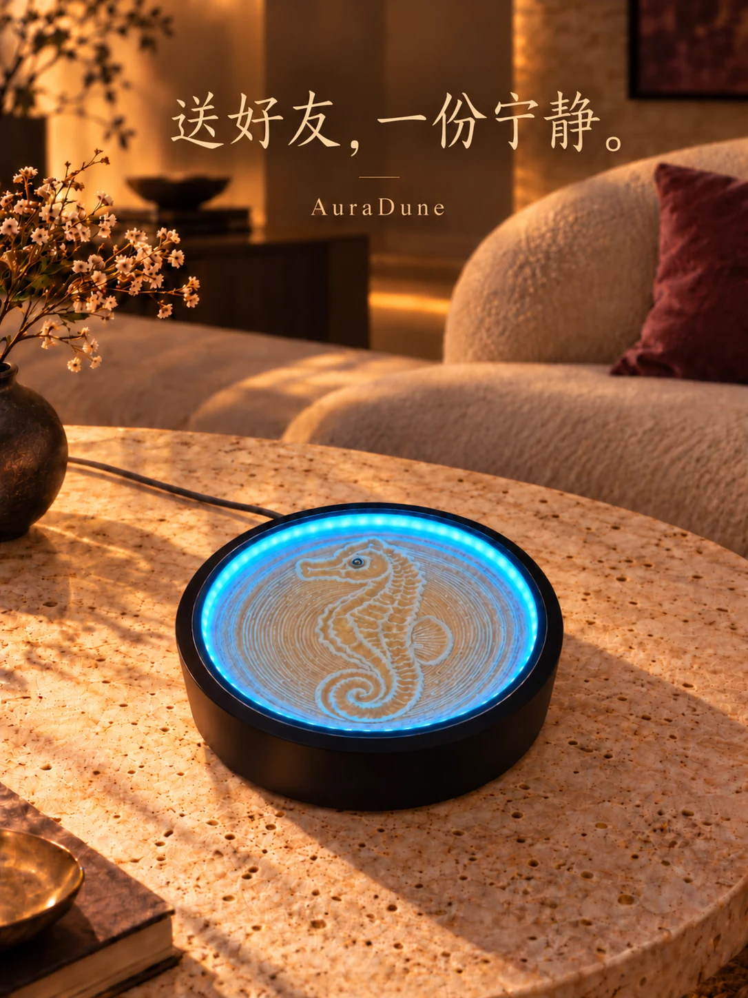 AuraDune desktop sand table in a living space